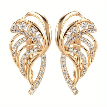 Luxurious Gold Plated Earrings For Women Inlay Synthetic Zircon Bridal Wedding Jewelry Imitation Crystal Irregular Earrings