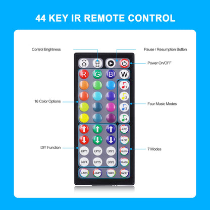 RGB LED Controler Box 1 to 2 Output 24Keys 44Keys IR Remote Bluetooth Dimmer DC5-24V For 3528 5050 Neon LED Strip Lights