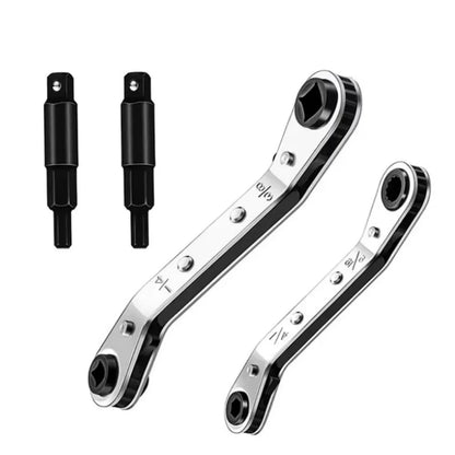 HVAC Service Wrench Refrigeration Service Wrench Set 3/8” to 1/4” 5/16'' 4 Ratcheting Service Wrench