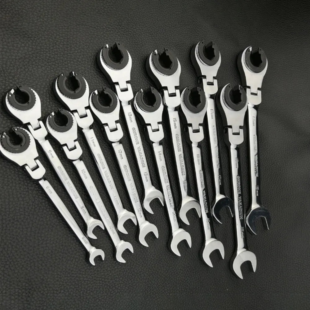 12 PCS 8mm-19mm Tubing Ratchet Wrench Tubing Ratchet Wrench Double Spanners Tools Oil Wrench Open End Ratchet Wrench