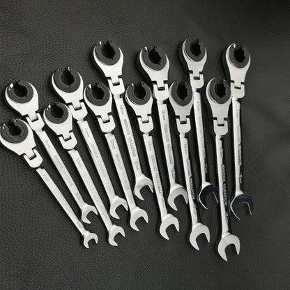 12 PCS 8mm-19mm Tubing Ratchet Wrench Tubing Ratchet Wrench Double Spanners Tools Oil Wrench Open End Ratchet Wrench