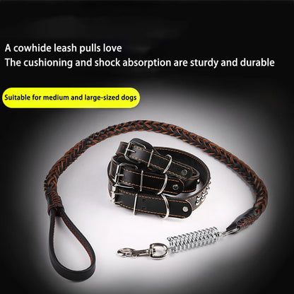 1pc Large Dog Leash Eight-paw Leather Pet Leashes No Pull Adjustable Pet Harness Durable Pet Supplies