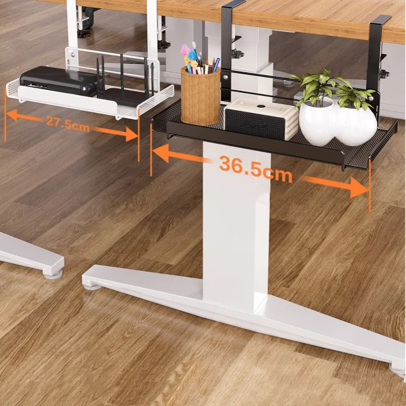 Under-desk Cable Management Tray Cable Management Rack Without Punching Carbon Steel Scalable Storage Rack Desk Wire Organizer
