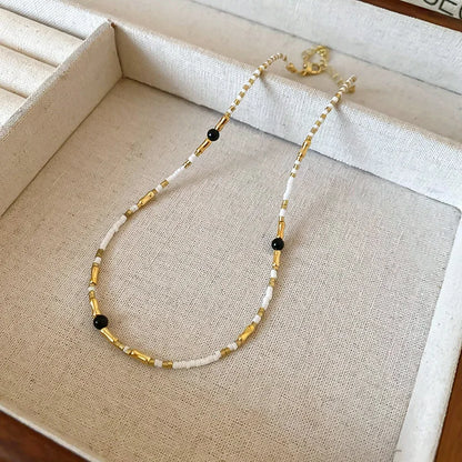 Light Luxury Color Beaded Splicing Necklaces High-end Freshwater Pearl Clavicle Necklace Stacked Design Jewelry Women Wholesale