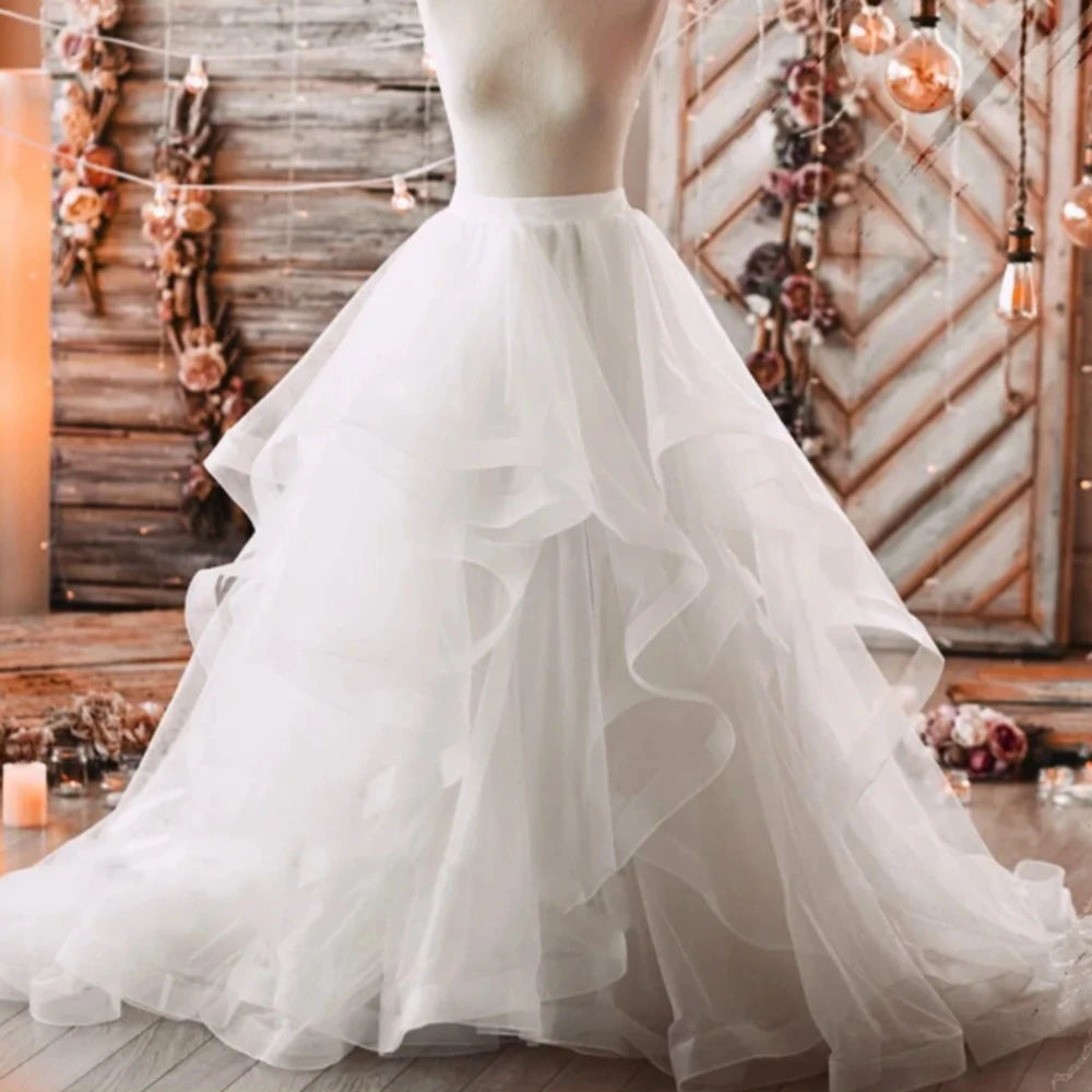 Extra Puffy Ruffles Mesh Women Skirts Elegant Tiered Tulle Long Prom Skirt Floor Length Puffy Mesh A Line Female Party Skirts