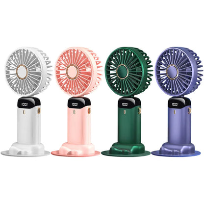 Portable mini fan as a summer outdoor gift with creative digital display of power consumption and cross-border portability
