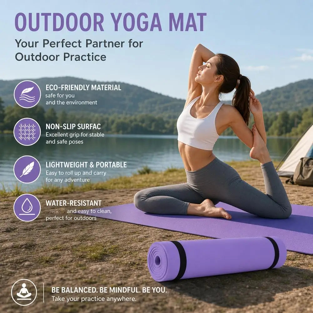 Yoga Pilates Mat 180x50cm Portable Non‑Slip Fitness Exercise Mat Balancing Mat Workout Pad For Home Gym Outdoor Sleeping Pad