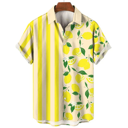 Fruit Banana Cherries 3D Printed Graphic Shirts For Men Clothes Fashion Hawaiian Lapel Blouse Casual Streetwear Lapel Blouse Top