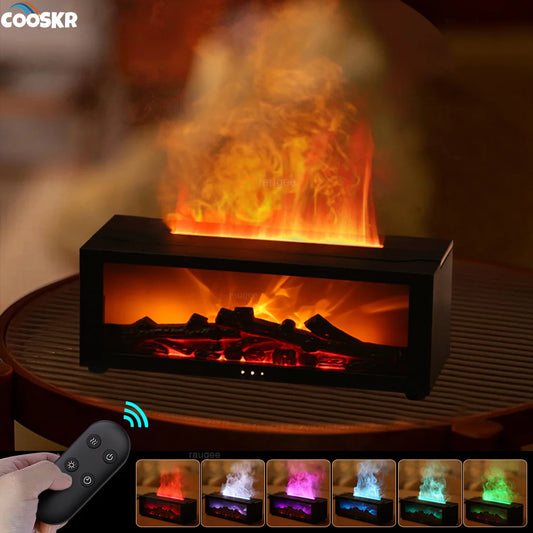 Luftbefeuchter, ätherische Öle, Aroma-Luftbefeuchter für Zuhause, Flammen-Duftdiffusor mit LED-Licht und Fernbedienung