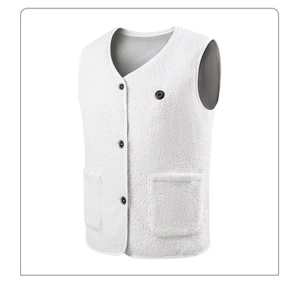 16 Areas Heated Vest Women Electric Heated Jackets Teddy Velvet V-neck USB Electric Temperature Control Winter Thermal Warm Vest