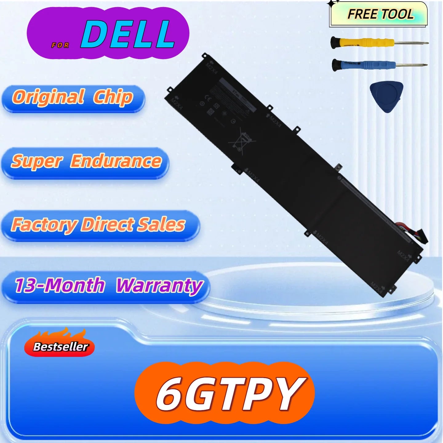 11.4V 97WH 6GTPY For DELL Battery XPS 15 9570 9560 7590 For DELL Precision 5520 5530 Series Notebook 13 Months Warranty 97WH