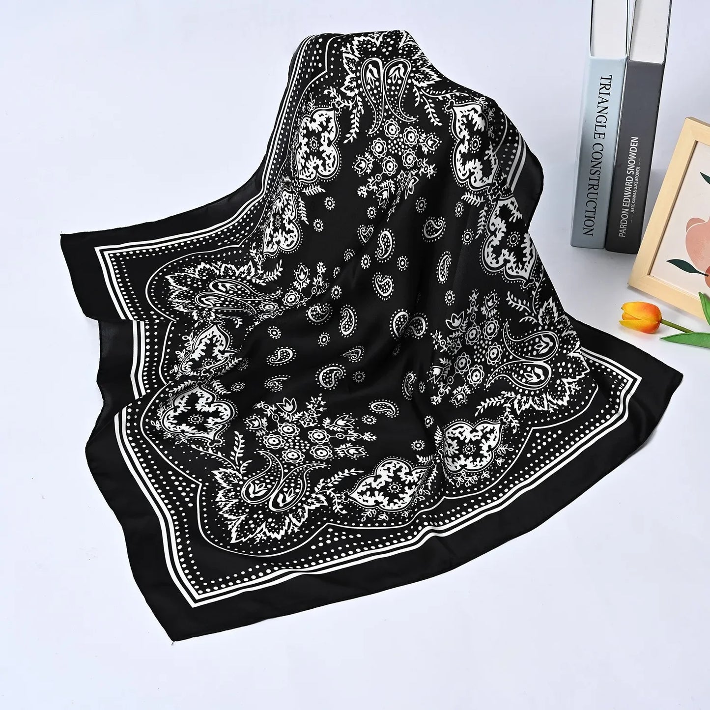 Syhood 70cm Square Satin Head Scarves Satin Bandanas for Women Satin Headband Scarves Silk Feeling Scarf Boho Headwear
