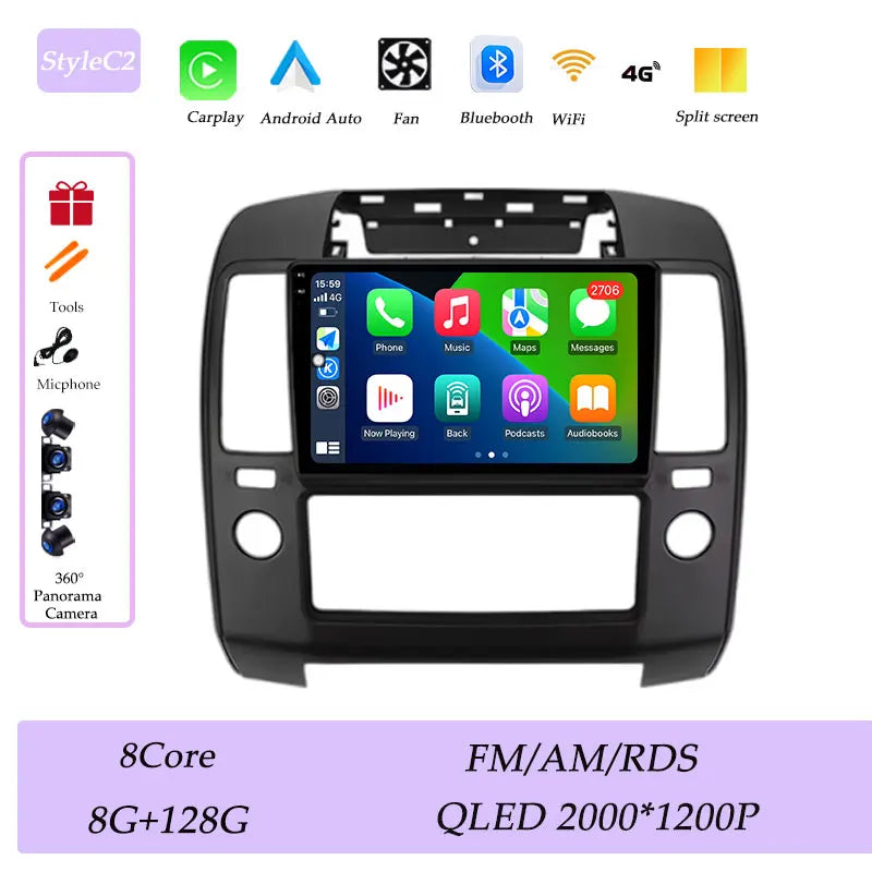GPS Navigation for Nissan Navara 2006 - 2012 CarPlay Car Radio Video Audio Multimedia Player DSP Stereo Bluetooth  QLED Screen