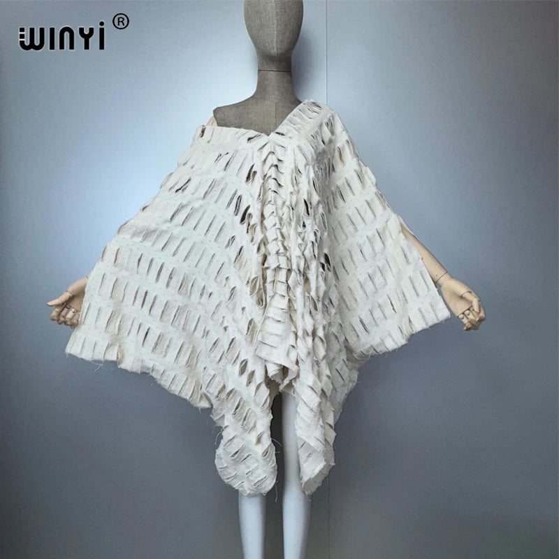 WINYI Original V neck denim sexy short dress with holes New Fashion Africa Womens party holiday Casual Maxi beach dress