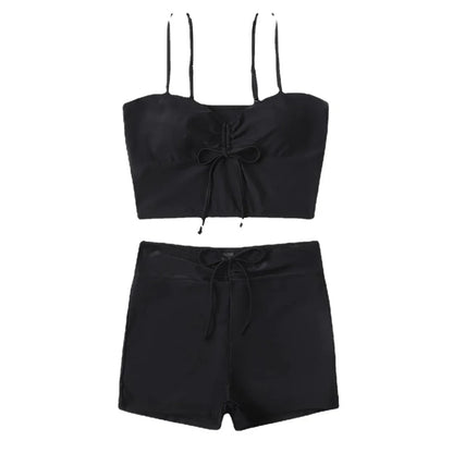High Waist Bikini Set Women's Two-Piece Swimsuit Print Cross-Border INS Popular Swimwear Flat Angle with Sash for Swimming