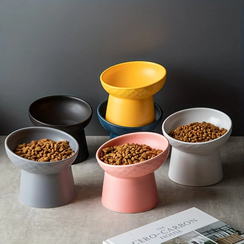 Ceramic Cat Bowl Pet Bowl High-leg Cat Bowl with Neck Protection Dog Choke-proof Bowl Dog Bowl Cat Accessories Pet Supplies