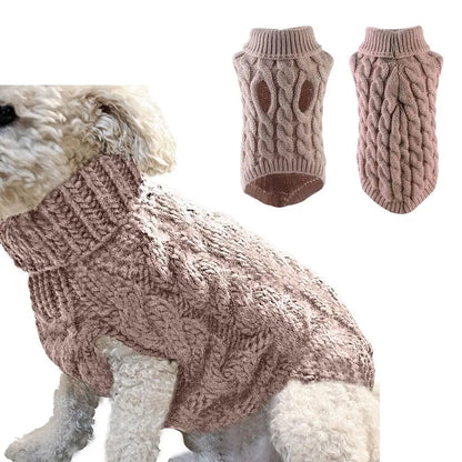 New Pet Small Pet Dog Clothes Sweater Fashion Autumn Winter Solid Fried Dough Twists Knitting Warm Comfort Clothing Wholesale