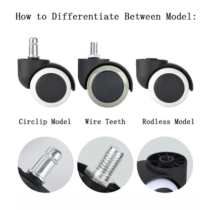 5pcs 2 inch Universal Swivel Caster Wheels Replacement Gaming Chair Office Chair Casters Trolley Rollers Furniture Hardware