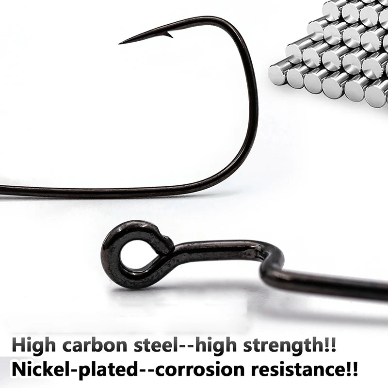50pcs Crank Fishing Hook High Carbon Steel Soft Bait Hooks 2~10# Drop Shot Worm FishHook Freshwater Fishing Jig Hook