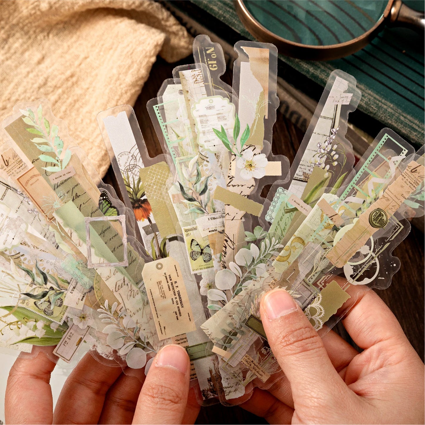 6 styles 20 pcs Paper lab series PET Material  Decorative Diy Diary Album Scrapbooking Material Junk Journal Supplies