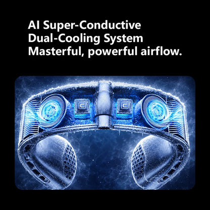Lenovo Portable Neck Fan Rechargeable Ultra Long Battery Life Quiet Foldable Wearable Personal Cooler 199-Gear Ice Cooling