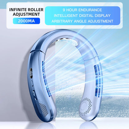 Lenovo Digital Display Neck Hanging Fan Portable 5 Speed Ultra Hanging Neck Fan USB Rechargeable Refrigeration Leafless Fan