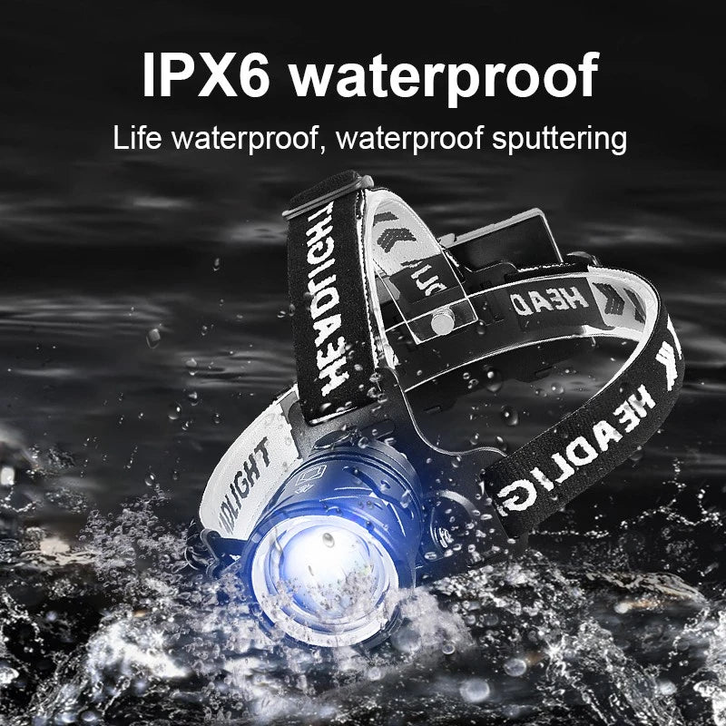 9000000LM 600W Ultra Powerful Headlamp Head Lantern Front Light 8000LM L2 Rechargeable Type C LED Head Flashlight For Fishing