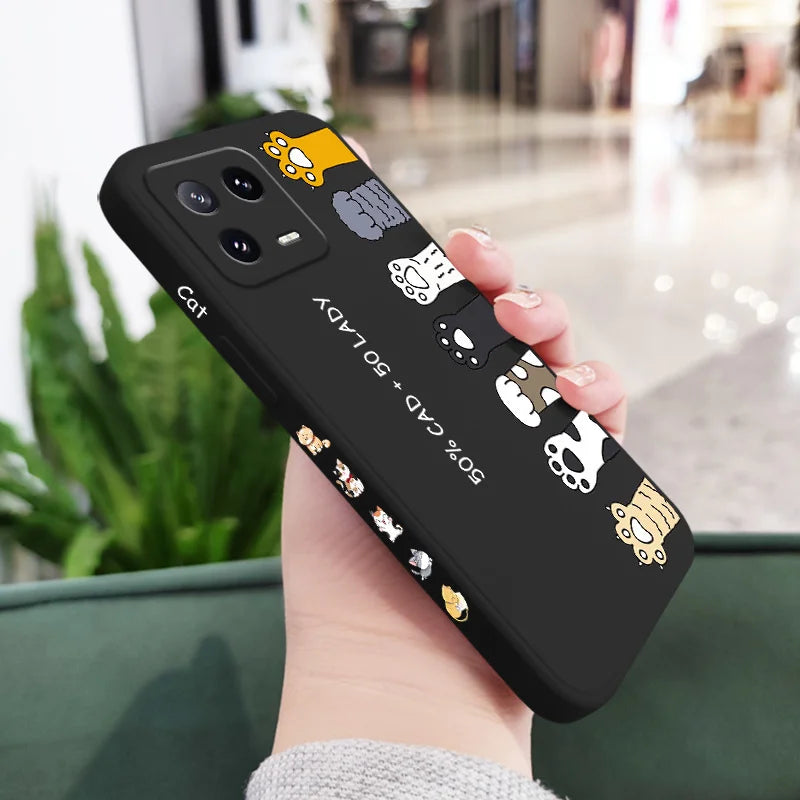 Cat Litter Phone Case For Xiaomi Mi 15 15T 14 14T 13 13T 12 12T 12S 11 11T Ultra 10 10T 9 9T Pro Lite 5G Liquid Silicone Cover