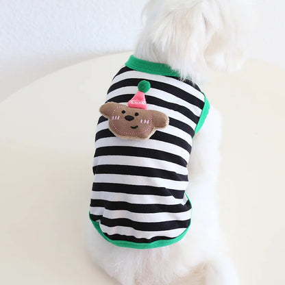 Pet Spring/summer Contrasting Striped Vest Spring/summer Cat Clothing Pet Dress Dog Clothes for Small Dogs Puppy Clothes
