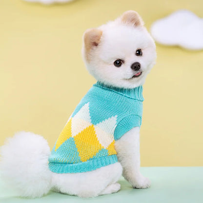 Pet Knit Sweater Autumn Winter Warm Elastic Turtleneck Two Leg Dog Cat Clothing Multi Color Striped Pattern Pet Apparel