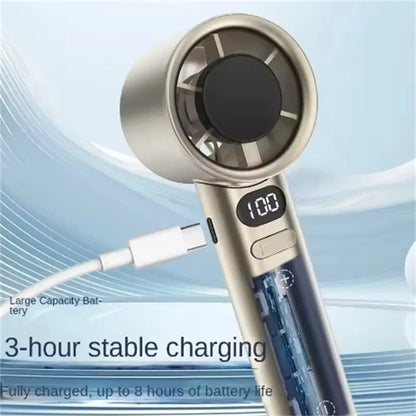 Portable Handheld Fan 120 Wind Speeds Mini Bladeless Hand Fan USB Rechargeable Highspeed Fans Camping Electric Fans Air Cooler