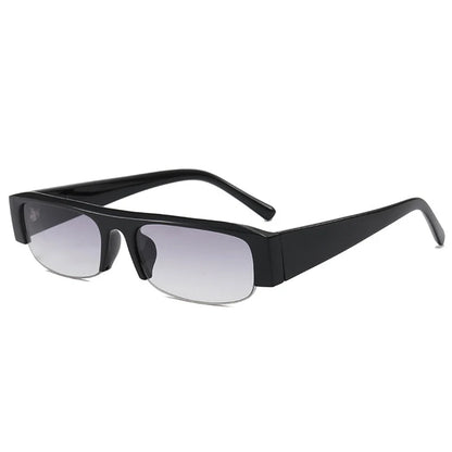 SO&EI New Small Rectangle Women Sunglasses Vintage Clear Lens Men Half Frame Eyewear Shades UV400