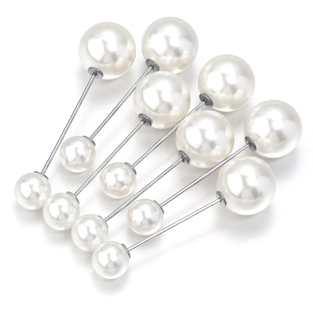 10pcs Imitation Pearl Brooch Pins 38/54/73mm Beige Double Pearl Safety Pins For Jewelry Making Party DIY Clothing Accessories