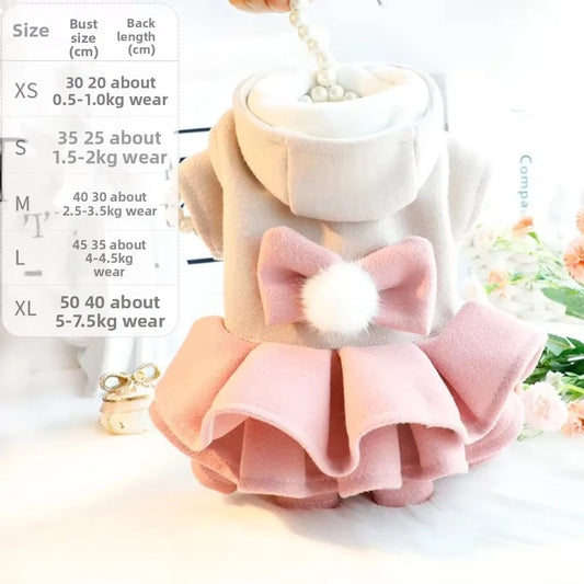 New Autumn Winter Outfit Pet Dog Clothes Woolen Tutu Skirt Pet Coat Dog Dresses Teddy Bear Cat Princess Skirt for Small Dogs