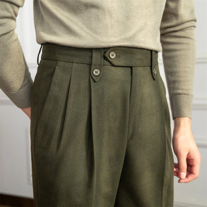 Autumn and Winter British Thick Casual Pants Commuter Straight High Waist Pants Japanese All-match Warm Pants for Men