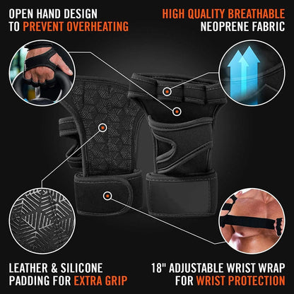 Gym Gloves with Wrist Wrap, Full Protection, Super Breathable Weight Lifting Workout Gloves Exercise Cross Training Cycling