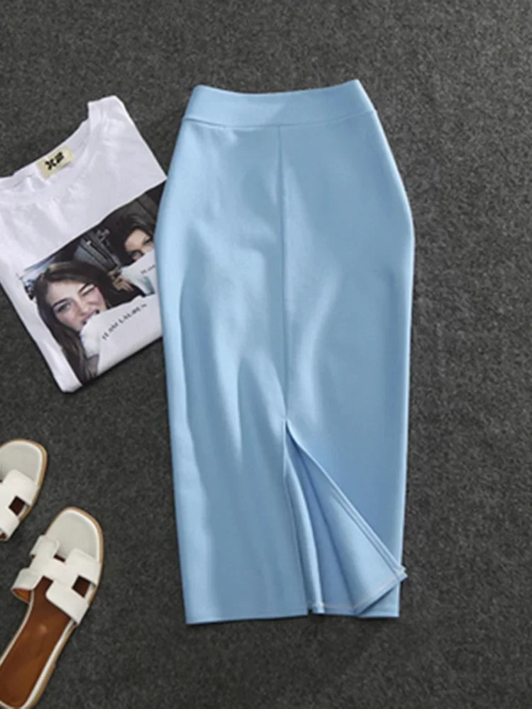 2026 New Women's Pencil Skirts Solid Pur High Waist Slim Skirt Fit Girl Summer Office Lady Elastic Female Sexy Tube Faldas PL211