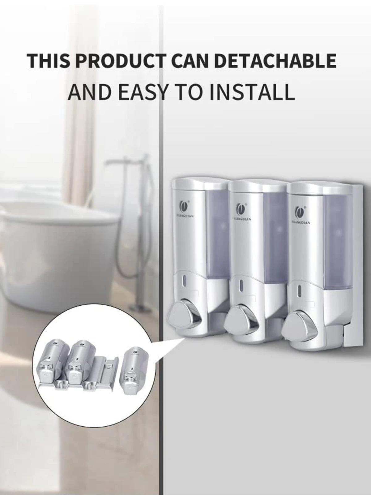 Soap Dispenser Bathroom Wall Mount Shampoo and Conditioner Dispenser Kitchen Sink Dish Soap Dispenser Hand Body Wash Container