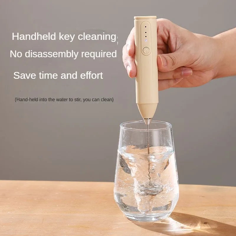 Automatic Stainless Steel Handheld Whisk Mini Portable Blender with 3 Speed Adjustable USB Rechargeable Milk Frother for Kitchen