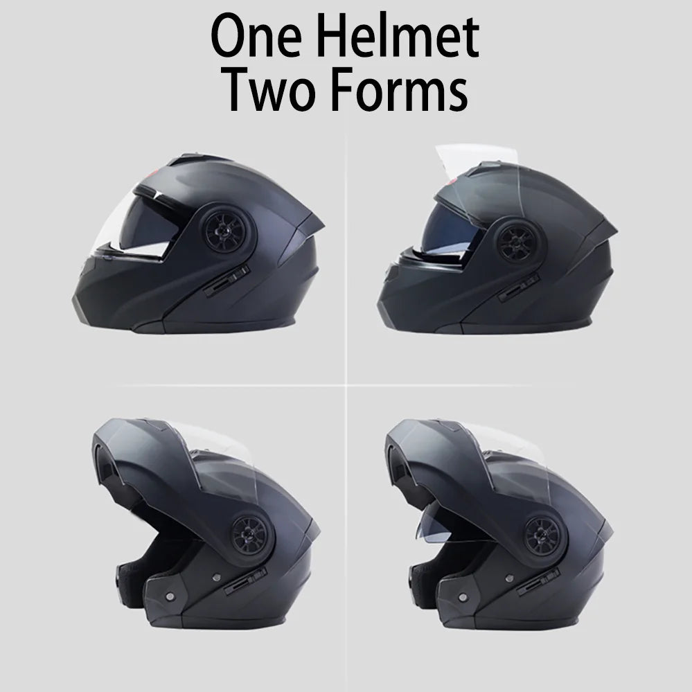 Modular Motorcycle Helmet with Double Lens & Flip Up Face Shield Professional ECE/DOT Certified Casco for All Season Riding