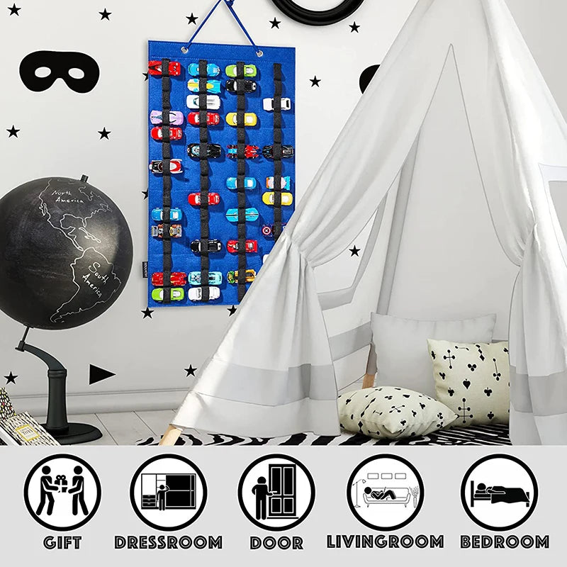 Hanging Organizer For Wall Mount Display Case Large Capacity Storage Box Bags Hold Up Toy Matchbox Cars Kids Gift
