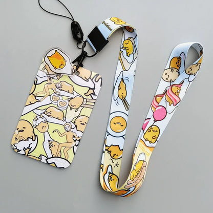 Gudetama ID Badge Holder Cartoon Lanyard Pendant Neck Strap Boys Girls Business Card Holder Keychain Accessories Kids Gifts