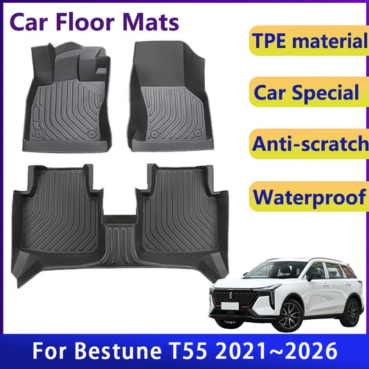 Luxury Car Floor Mats Fits For FAW Bestune T55 2021 2022 2023 2024 2025 2026 Pads Foot Carpets Floor Cover Auto Accessories