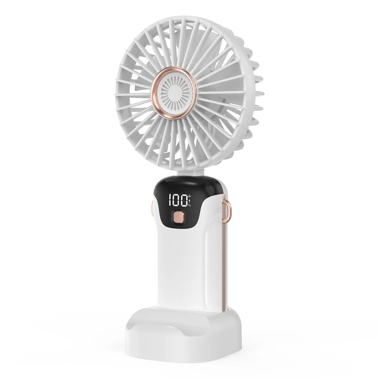 Portable Fan Mini Handheld Electric Fan with LED Sceen Battery Display Support 5 Adjustable Wind Speed Silent Operation Foldable
