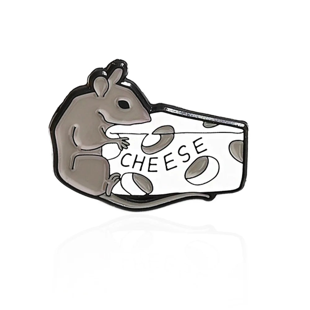 Smart and mischievous little mouse reading newspaper, climbing ladder to find food, cartoon cute animal brooch