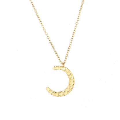eManco Stainless Steel Moon Hammered Necklace Women's Moon Pendant Necklace Delicate Necklace Women's Graduation Gift Necklace