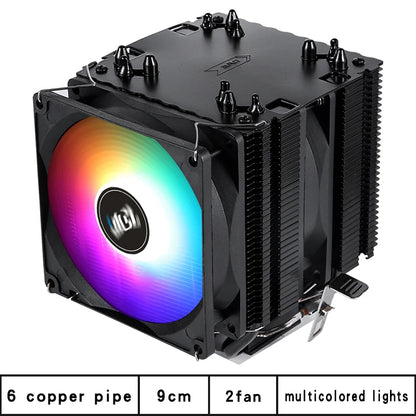 6 Copper Pipe Double Tower ARGB Cpu radiator Cooler 90MM 4Pin Fan 1200 1150 1155 1366 1700 AM3 AM4 X99 2011 PC Heat Sink 2011-V3