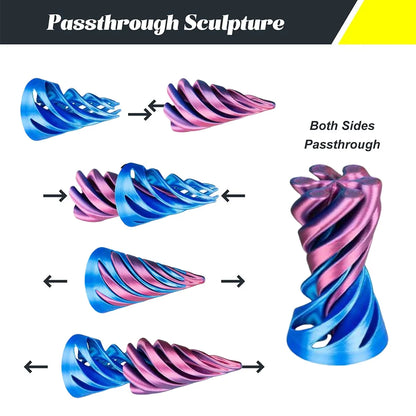 2024 3D Printed Helix Screw Fidget Toy Impossible Pyramid Passthrough Sculpture Spiral Cone Decompression Decorative Ornaments