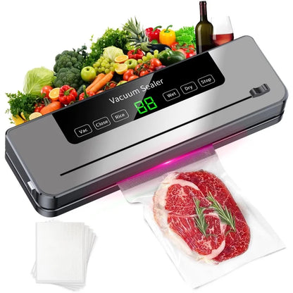 Electric Vacuum Sealer Built-in Cutter Kitchen Food Storage Seal Touch Button Dry/Wet Food Package Sealer Kitchen Vacuum Sealer
