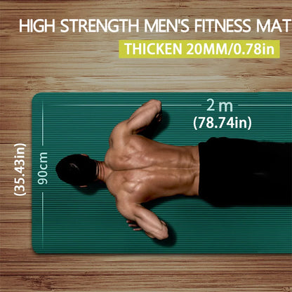 20mm Thick Large NBR Yoga Mat 200x90cm with Strap & Storage Bag, Rollable Pilates Workout Mat